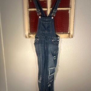 Distressed Denim Overalls